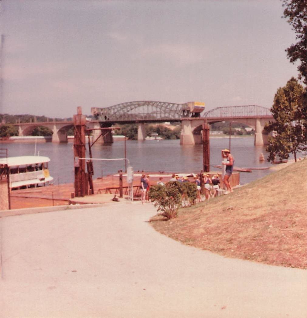 The riverfront at the Walnut Street Bridge.