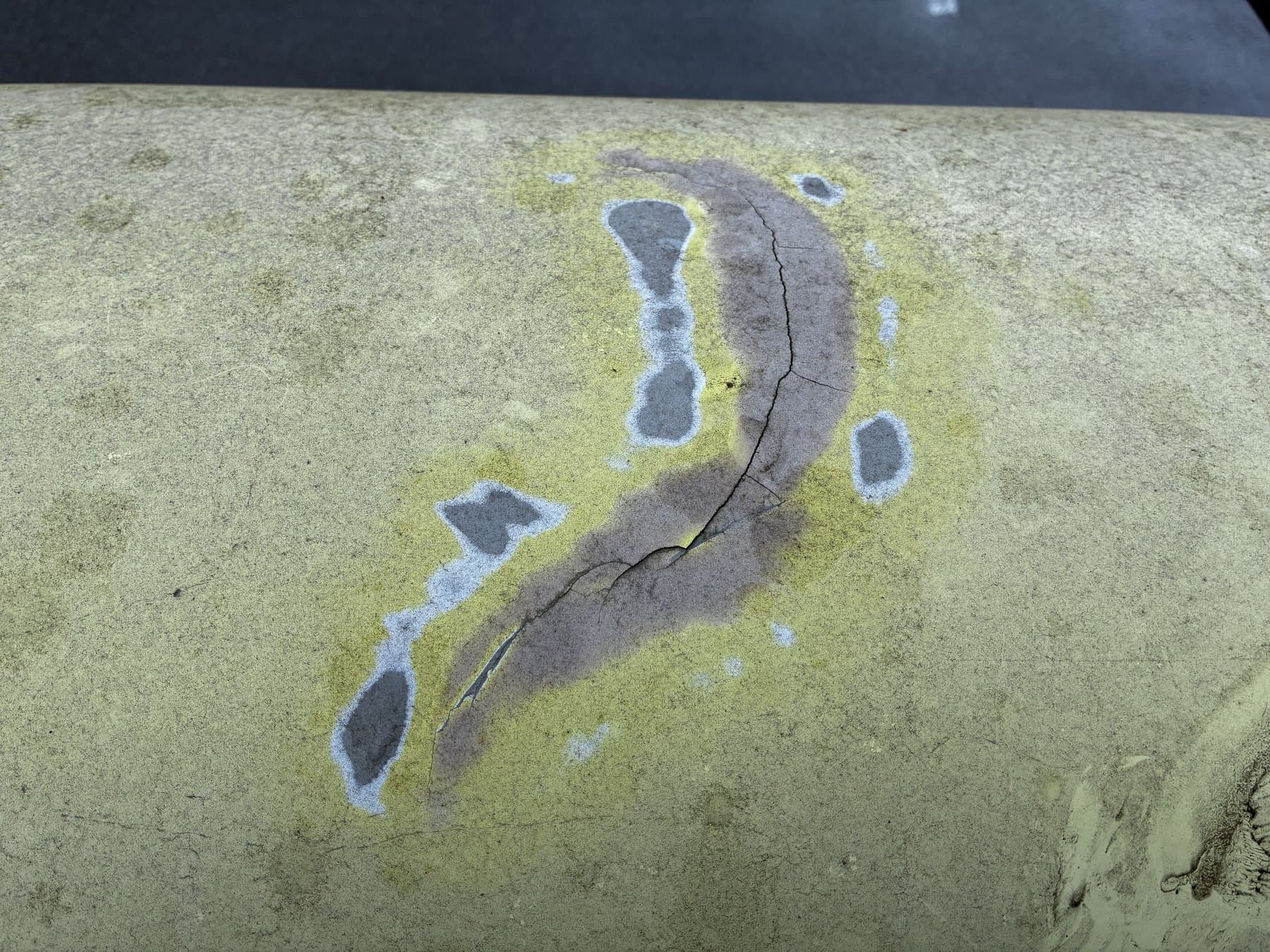 The underside of UTC's Empacher 4x hull showing a large soft spot in the middle, giving way under pressure