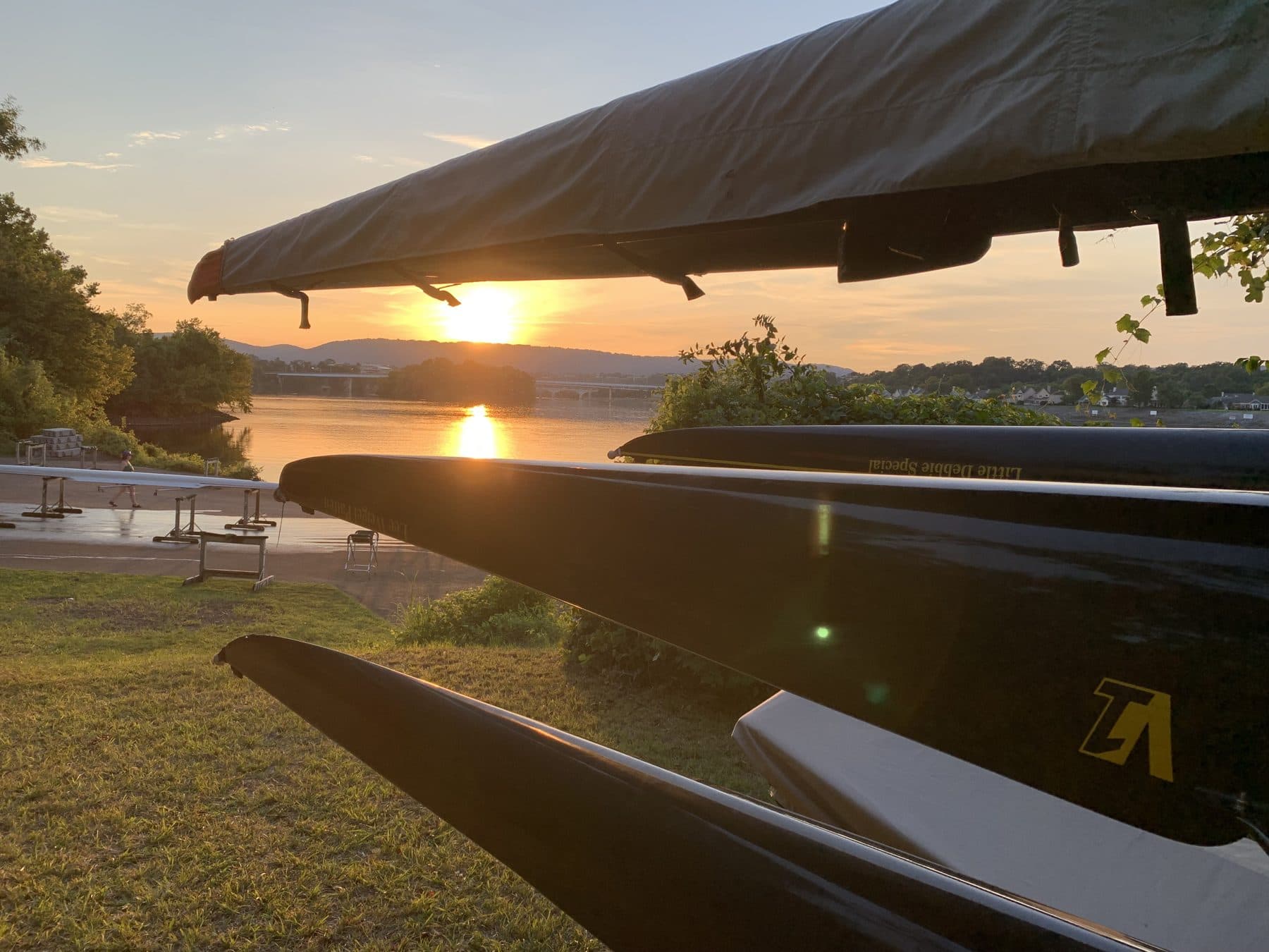 UTC's shells on the racks at sunset beside the Tennessee River, August 2026.