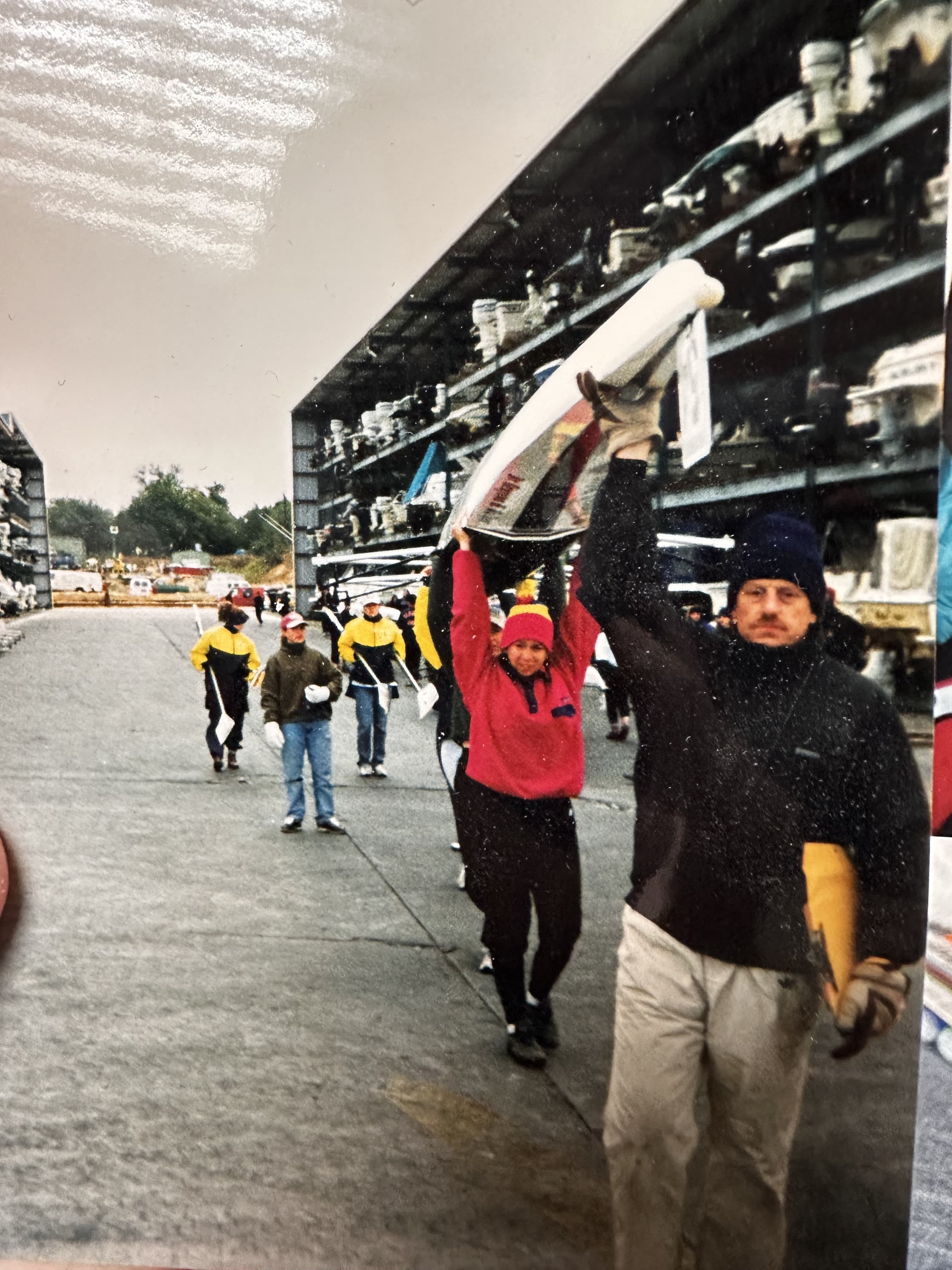 Crew portage at a boatyard / staging area, year unknown